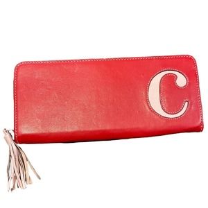 Jam By Jana Feifer Long Leather “C” Clutch Wallet Zip Around Tassel